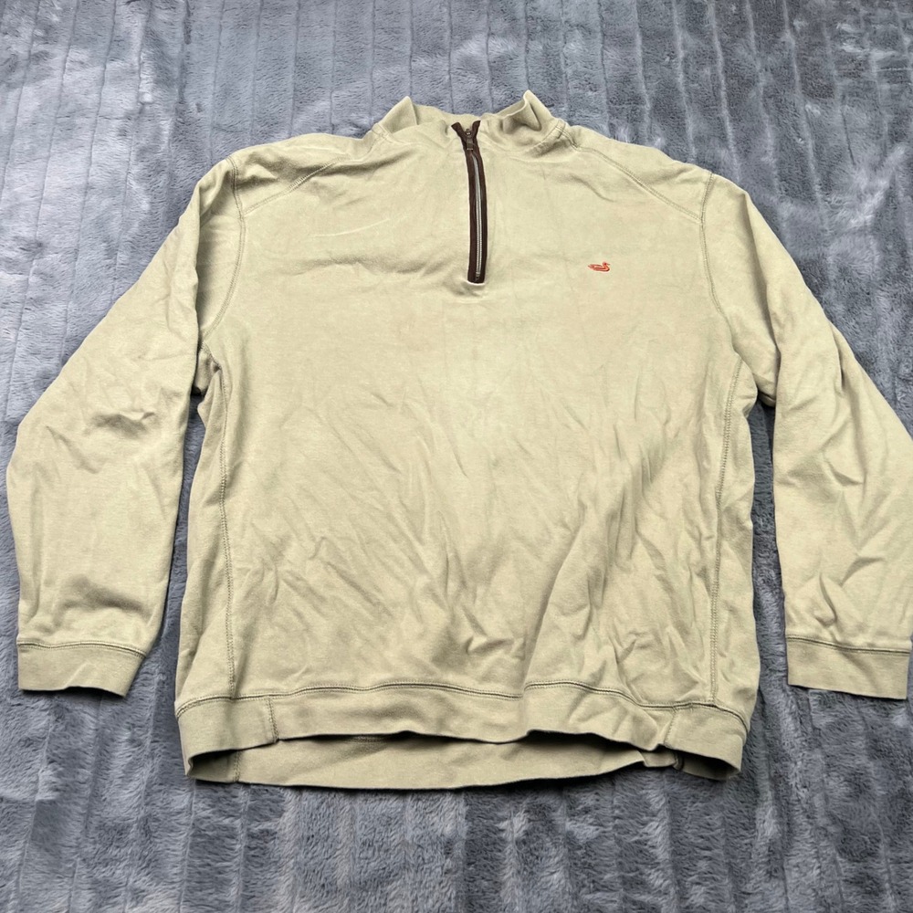 Southern Marsh Mens XL Quarter Zip Pullover Cotton Sweatshirt Olive Green 11757